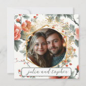 Chique Kerst Huwelijk met Romantische Foto Save The Date (Voorkant)