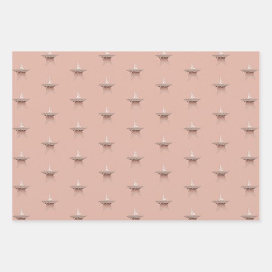 Chique Kerst metallic roos gouden ster Inpakpapier Vel (Voorkant 2)