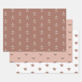 Chique Kerst metallic roos gouden ster Inpakpapier Vel