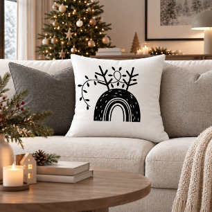 Chique Kerst Regenboog Zwart Wit Decoratie Kussen