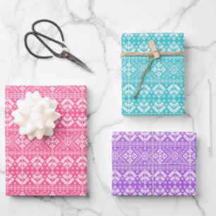 Chique kerst trui Fair Isle patroon Inpakpapier Vel