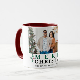 Chique Kerst Typografie Prettig Kerstfeest 3 Foto Mok