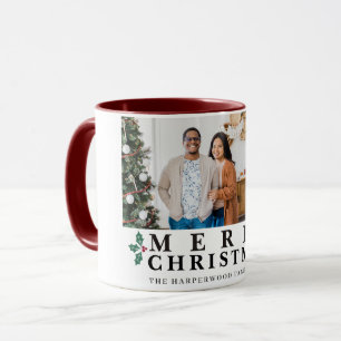Chique Kerst Typografie Prettig Kerstfeest 3 Foto Mok