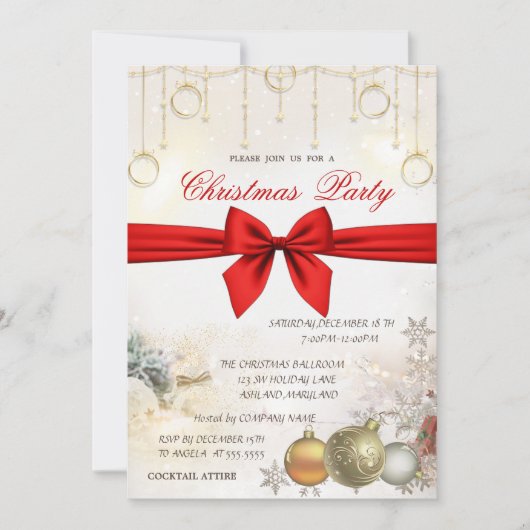 Chique kerstballen, Bow Corporate Christmas Kaart (Voorkant)