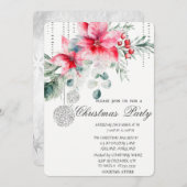 Chique Kerstballen, Poinsettia Kerstfeest Kaart (Voorkant / Achterkant)