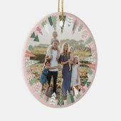  chique kerstbomen familie foto ROZE Keramisch Ornament (Rechts)