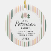  chique kerstbomen familie foto ROZE Keramisch Ornament (Achterkant)