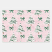 Chique kerstbomen Plaid Roze Bloemen Inpakpapier Vel (Voorkant)