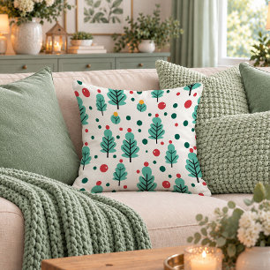 Chique kerstbomen Rood groen accent kussen kunst