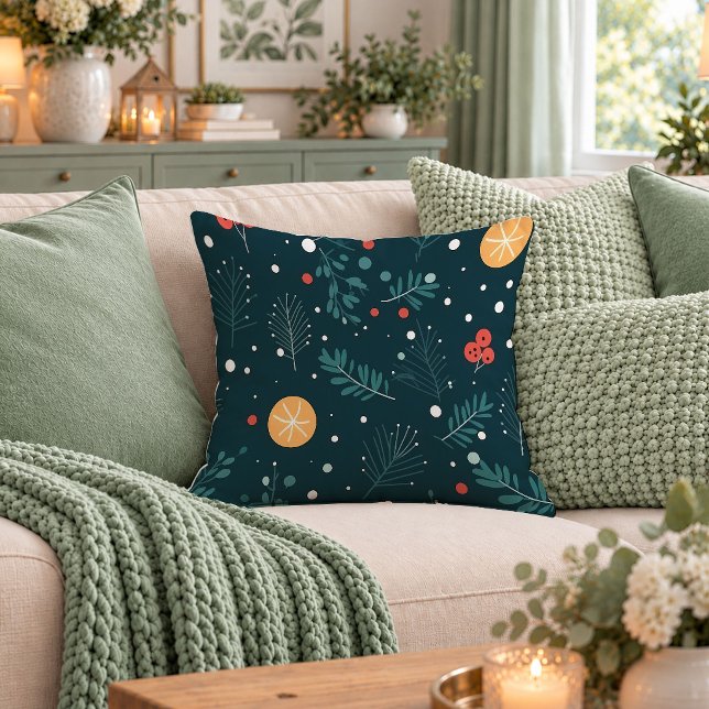 Chique kerstbomen Rood groene accent kussen kunst (Chic Christmas Trees Red Green Accent Pillow Art)
