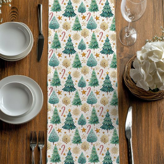 Chique Kerstbomen Vakantiedinertafel Runner Medium Tafelloper