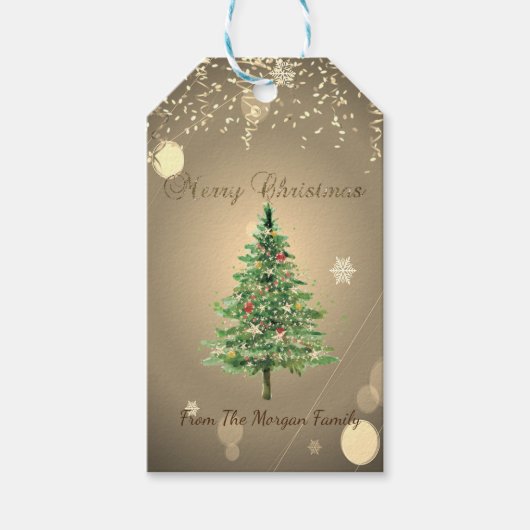 Chique kerstboom, confetti cadeaulabel (Voorkant)