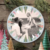  Chique Kerstboom Foto GRIJS groen Rond Feestdagenkaart