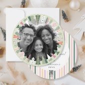  Chique Kerstboom Foto GROEN roze Rond Feestdagenkaart