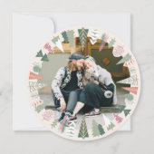  chique kerstboom foto IVOOR roze Rond Feestdagenkaart (Voorkant)