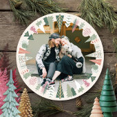  chique kerstboom foto IVOOR roze Rond Feestdagenkaart