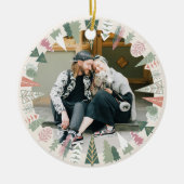  chique kerstboom foto IVOOR roze Rond Keramisch Ornament (Voorkant)