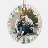  chique kerstboom foto IVOOR roze Rond Keramisch Ornament (Links)