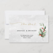 Chique kerstboomverlichting Huwelijksreactie Bijla RSVP Kaartje (Achterkant)