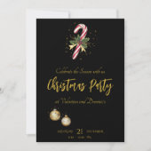 Chique kerstfeest met snoepriet op zwart kaart (Voorkant)