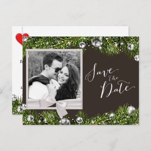 Chique kerstfoto Bewaar de datum Aankondigingskaart (Voorkant / Achterkant)