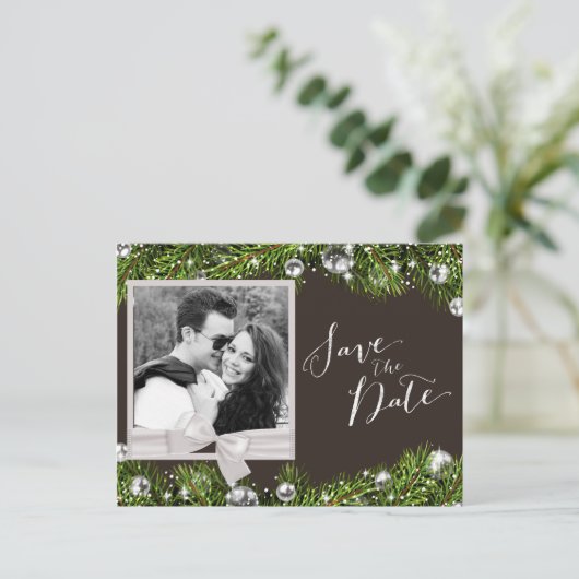 Chique kerstfoto Bewaar de datum Aankondigingskaart (Staand voorkant)