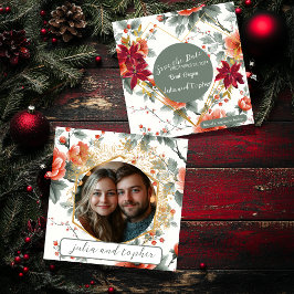 Chique Kersthuwelijk met Romantische Foto Save The Date