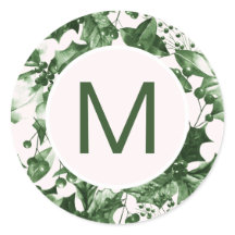 Chique Kerstmis Groene Holly Print Monogram