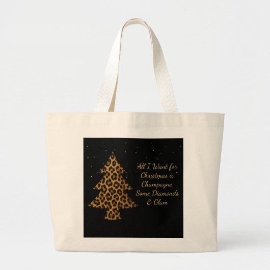 Chique Kerstmis Luipaard Boom Design Grote Tote Bag (Voorkant)