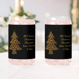 Chique Kerstmis Luipaard Boom Ontwerp Blikvorm Glas