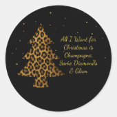 Chique Kerstmis Luipaard Boom Ontwerp Ronde Sticker (Voorkant)