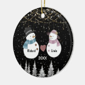 Chique Kerstmis verjaardag verloofd echtpaar Keramisch Ornament (Links)