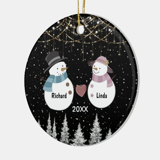 Chique Kerstmis verjaardag verloofd echtpaar Keramisch Ornament (Links)