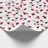 Chique Kerstpatroon van Rood, Zwart, Wit Cadeaupapier (Hoek)