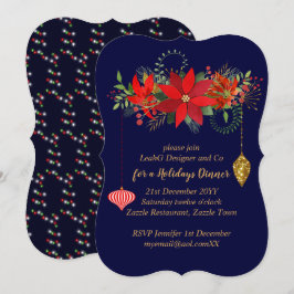 Chique Kerstster Kerstmis Blauw Rood Goud Modern Kaart