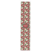Chique kersttafelloper met eigen naam rood groen medium tafelloper (Voorkant)