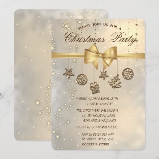 Chique Kerstversiering, Bedrijfsfeest Kaart (Voorkant / Achterkant)