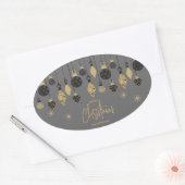 Chique kerstversiering op grijs ovale sticker (Envelop)