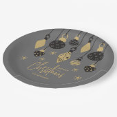 Chique kerstversiering op grijs papieren bordje (Gekanteld)