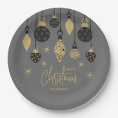 Chique kerstversiering op grijs papieren bordje (Voorkant)