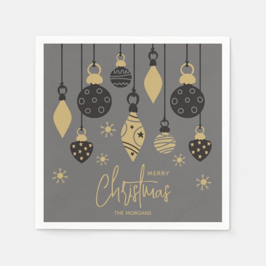 Chique kerstversiering op grijs servet (Voorkant)