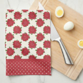 Chique keukenhanddoek of theedoek: dieprode rozen (Quarter Fold)
