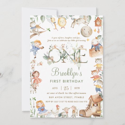 Chique kinderkamer rijm groen 1e verjaardag neutra kaart (Voorkant)