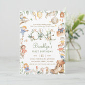 Chique kinderkamer rijm groen 1e verjaardag neutra kaart (Staand voorkant)