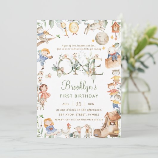 Chique kinderkamer rijm groen 1e verjaardag neutra kaart (Staand voorkant)