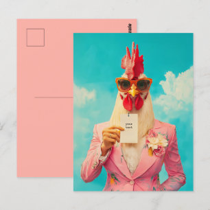 Chique Kip in Roze Pak Briefkaart
