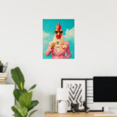 Chique Kip in Roze Pak Poster (Thuiskantoor)