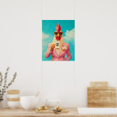 Chique Kip in Roze Pak Poster (Keuken)