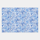 Chique Klasse Blauw Paisley Bloem Kunst Inpakpapie Inpakpapier Vel (Voorkant)