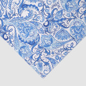 Chique Klasse Blauw Paisley Bloem Kunst Tissuepapi Tissuepapier (Detail)
